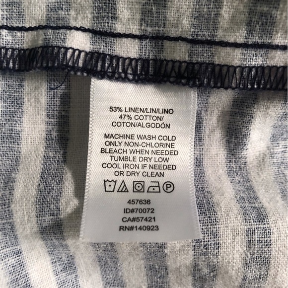 LOFT Outlet Black and White Linen Sailor Ruffled Open Front with Ruffled Sleeves - Picture 4 of 4